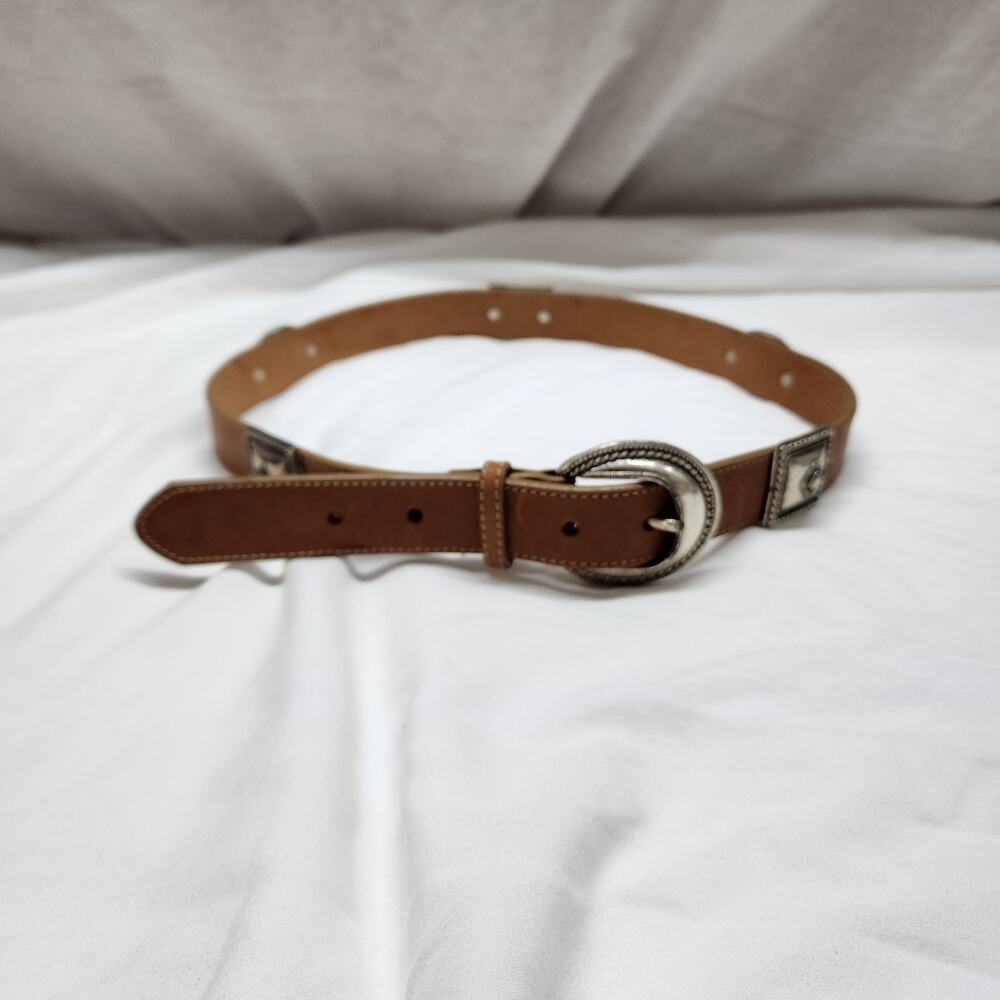 Vintage Brighton brown leather belt size L 36 inches 1993 b46